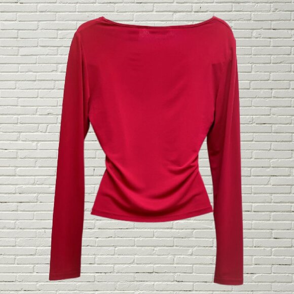 JESSICA Red Twist Knot Long Sleeve Top - Picture 2 of 3